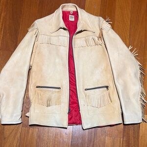 Vintage 50’s-60’s cream, buckskin, fringe leather jacket